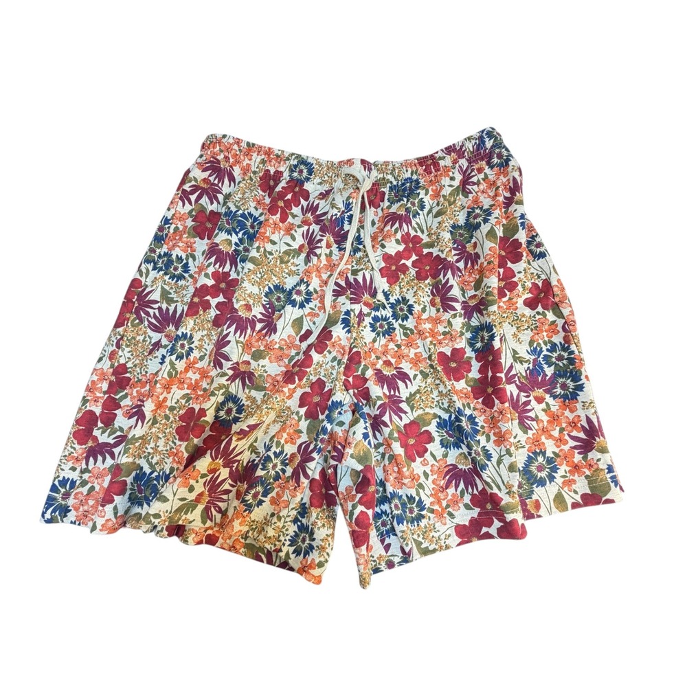 Bobbie‎ Brooks Womens XL Floral Print Shorts Elastic Drawstring Stretch Vintage